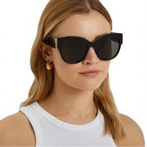 NEW SAINT LAURENT YSL SL M8/FN 001 Sunglasses in Black With YSL Logo in Gold